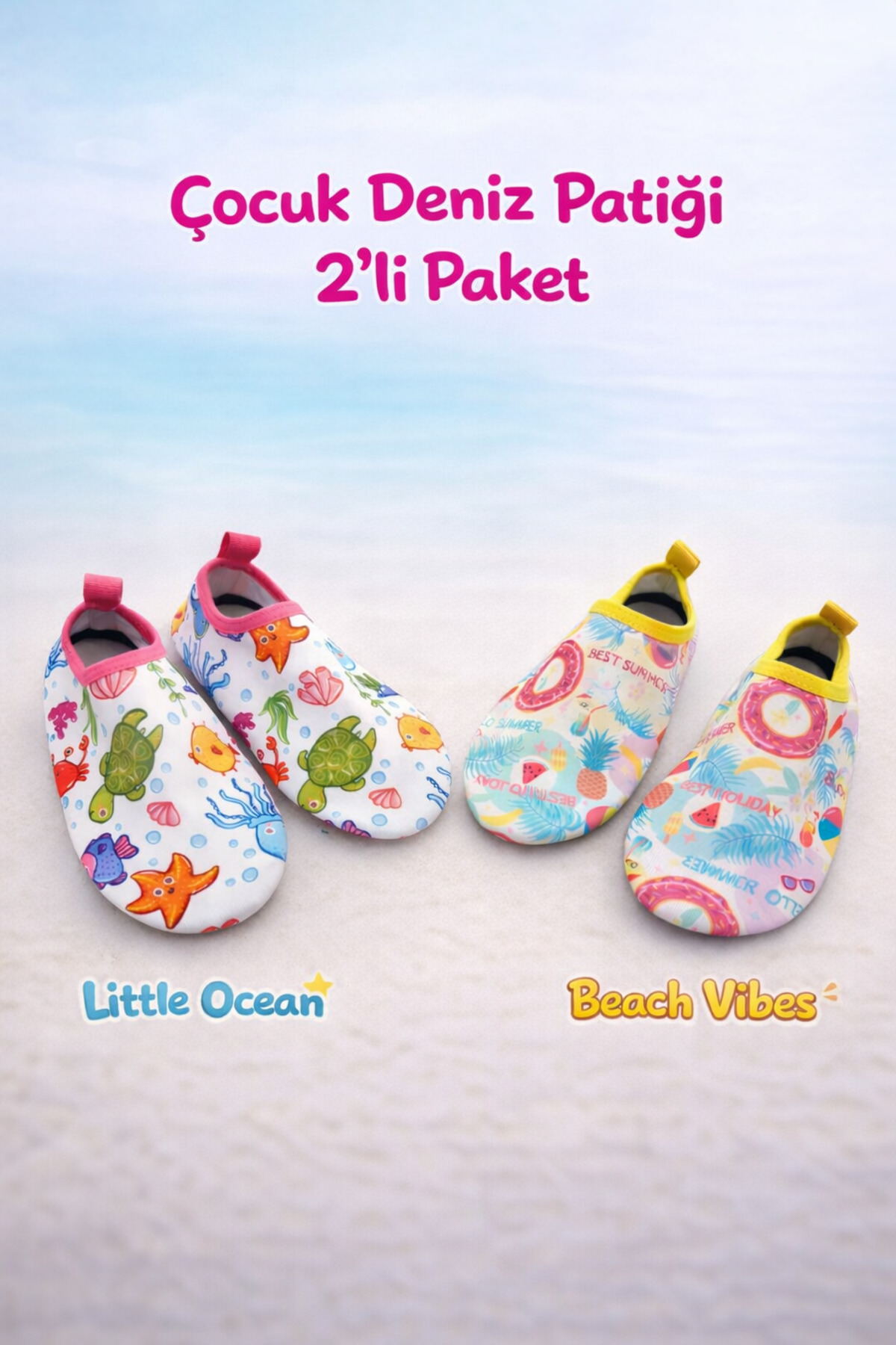 Aqua Step 2pcs Baby Girl Anti-Slip Sea Pool Booties / Shoes