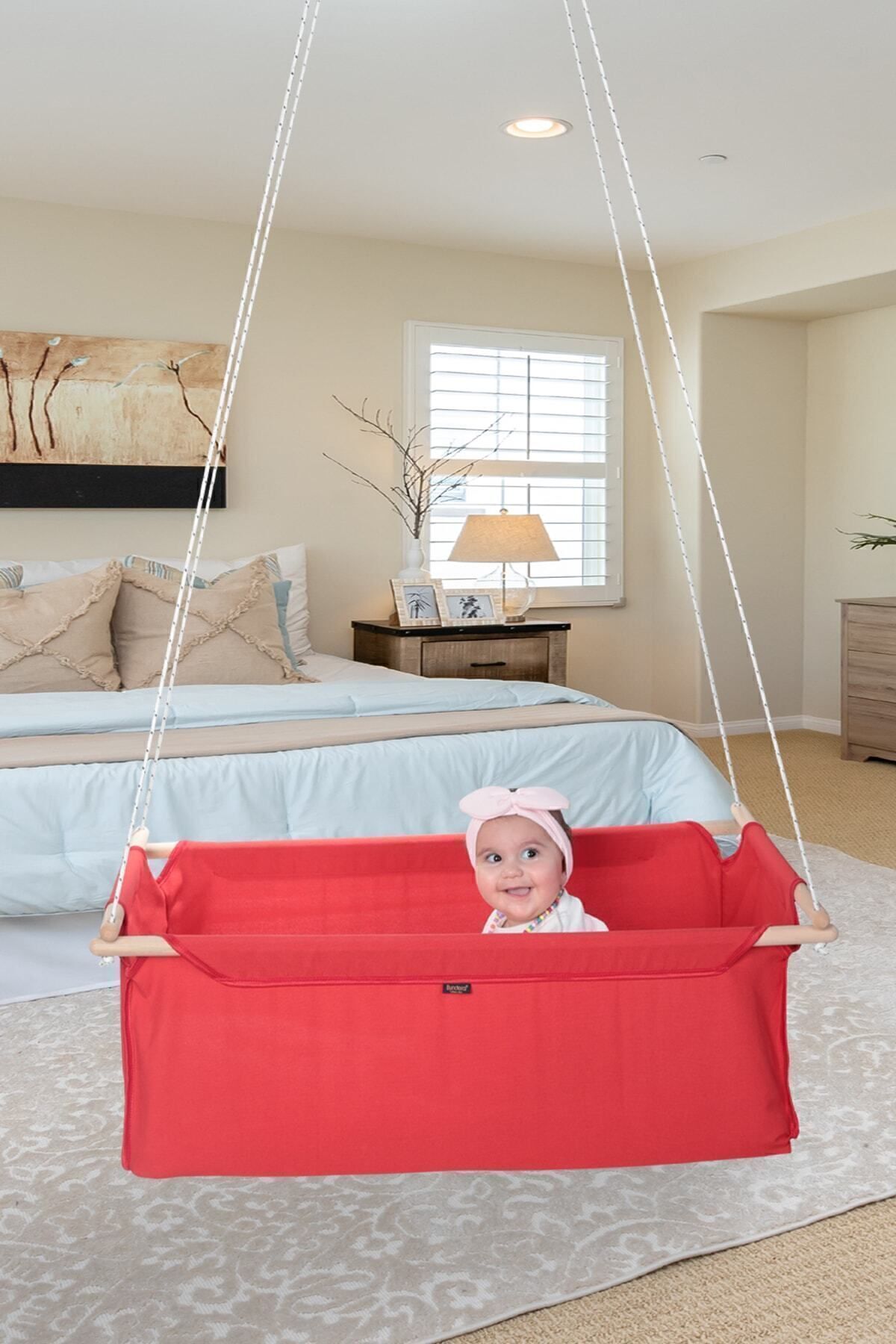 Bundeba Sally Kırmızı Hamak Beşik Bebek Hamağı Çingene Salıncağı Beşiği Kamp Piknik Oda Bahçe Salıncak fotoğrafı 3 (önizleme)