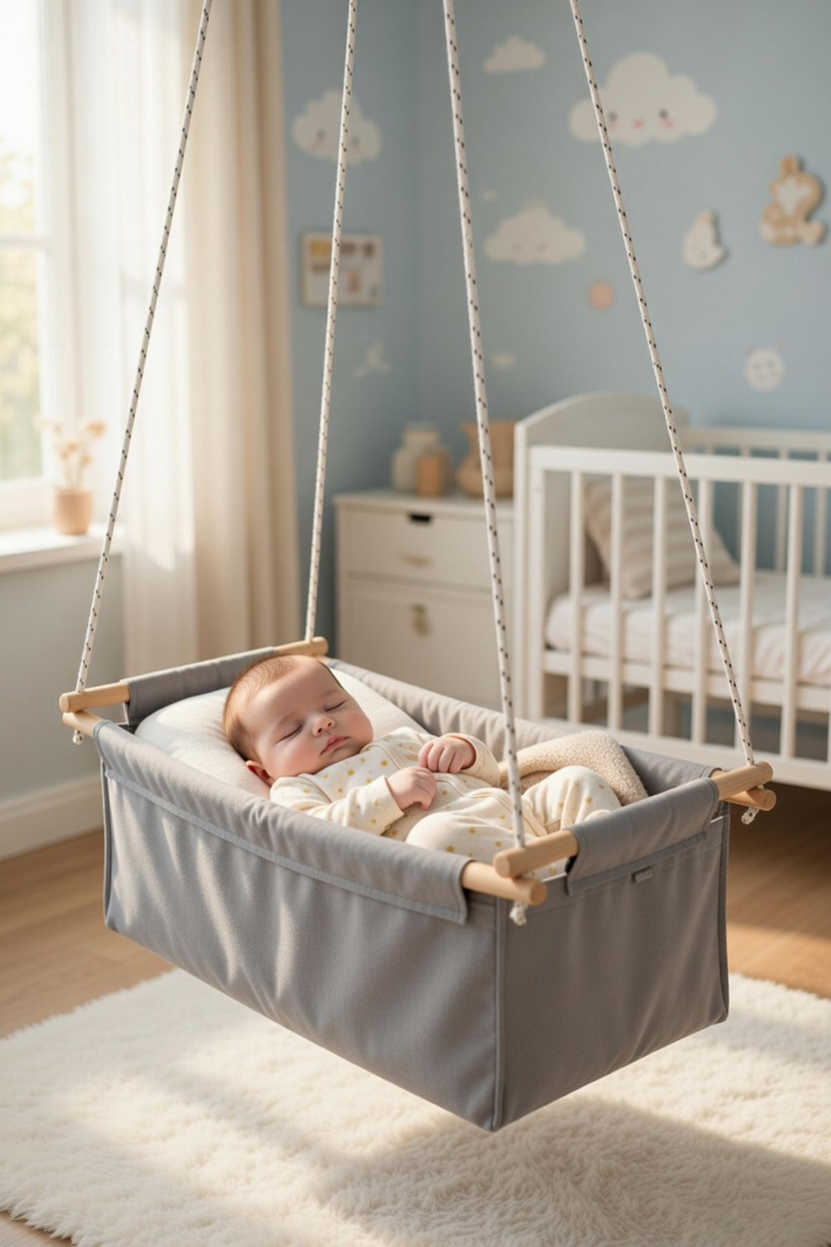 Bundeba Sally Gri Salıncak Bebek Çocuk Salıncağı Hamak Beşik Bebek Hamağı Çingene Beşiği Salıncağı fotoğrafı 2 (önizleme)