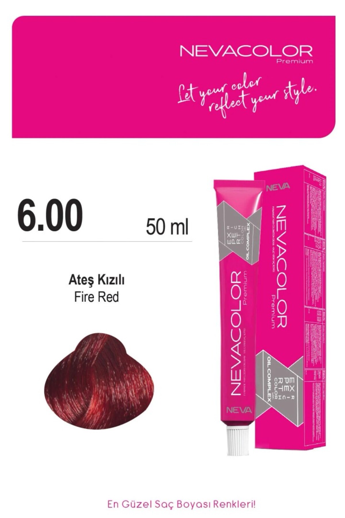 Nevacolor Premium 6.00 ATEŞ KIZILI Kalıcı Krem Saç Boyası 50ml
