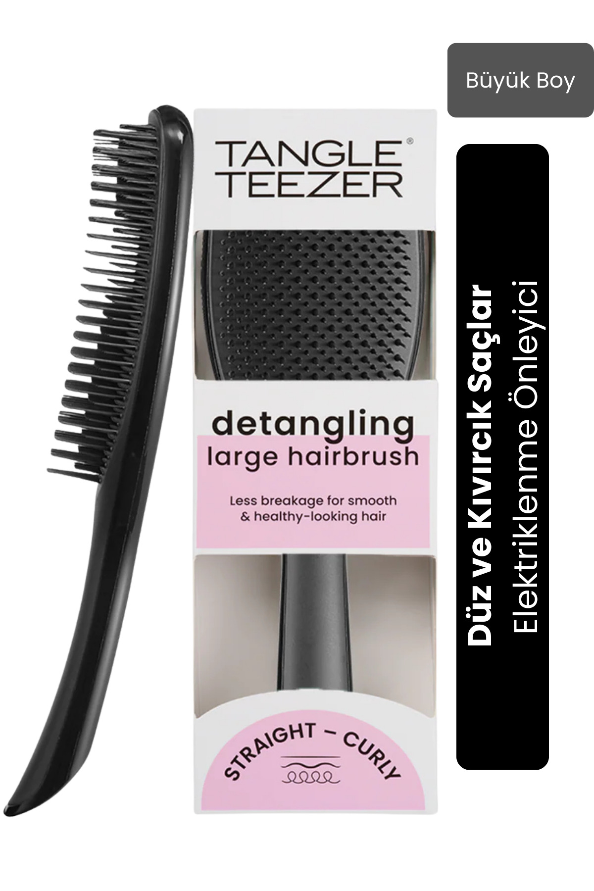 Tangle Teezer The Ultimate Detangler Large Black Eletriklenme Önleyici Saç Fırçası-Tarak (Düz ve Kıvırcık Saçlar) — مشکی 5060630044152