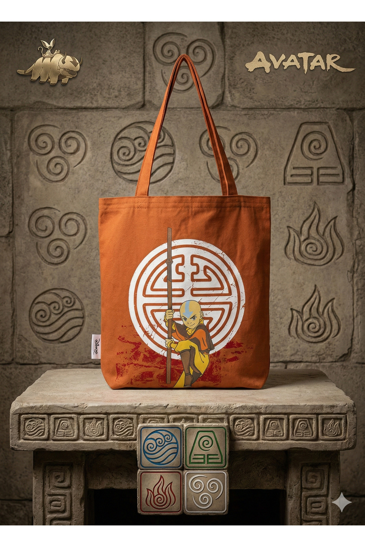 Mabbels Avatar Aang Bez Çanta Gabardin Kiremit - 36 X 34 cm