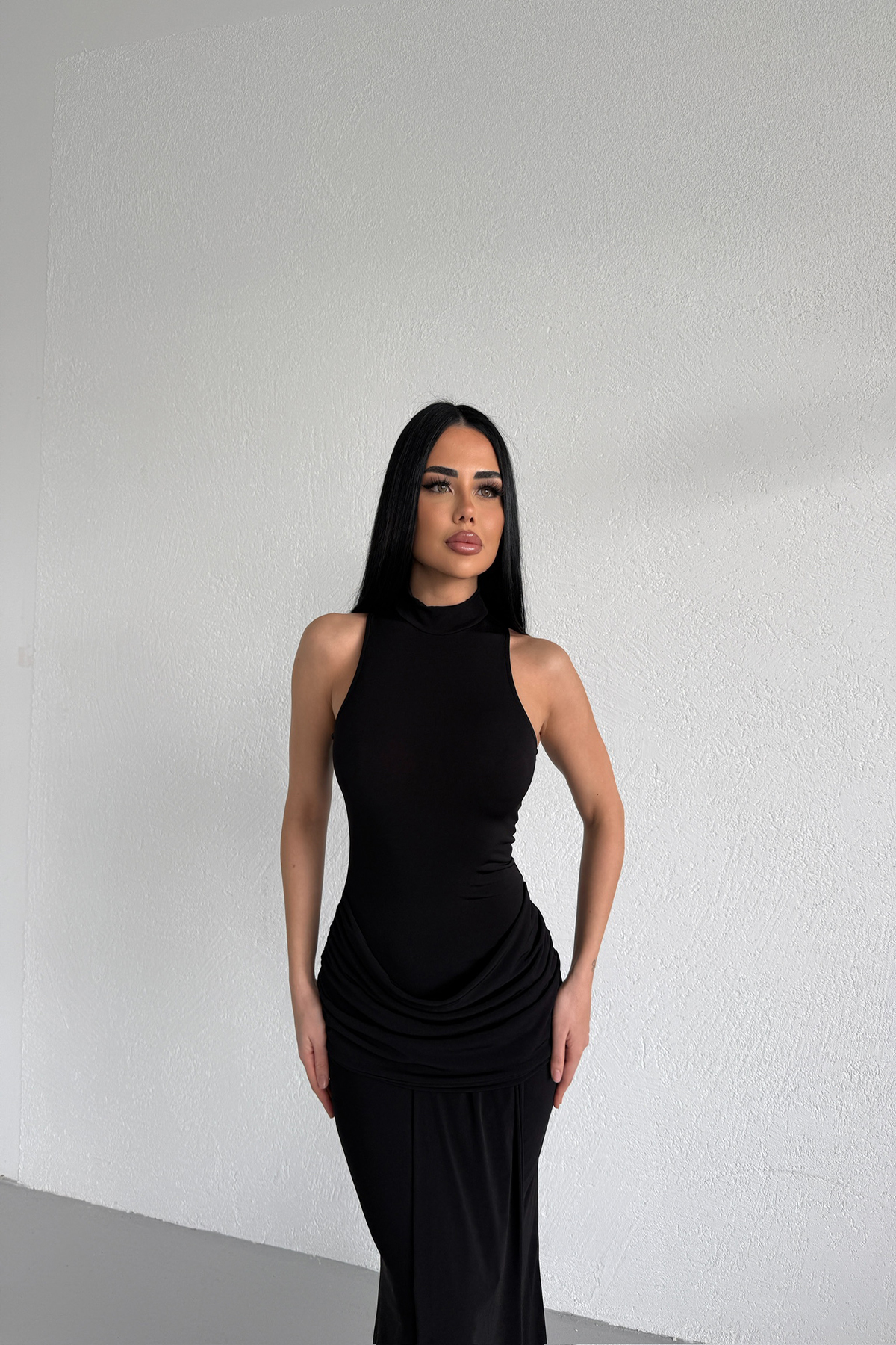 LİLA İSTANBUL  HALTER YAKA TASARIM PRENSES ELBİSE