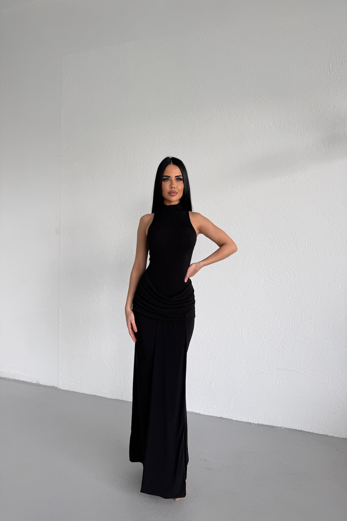 LİLA İSTANBUL  HALTER YAKA TASARIM PRENSES ELBİSE - Görsel 6