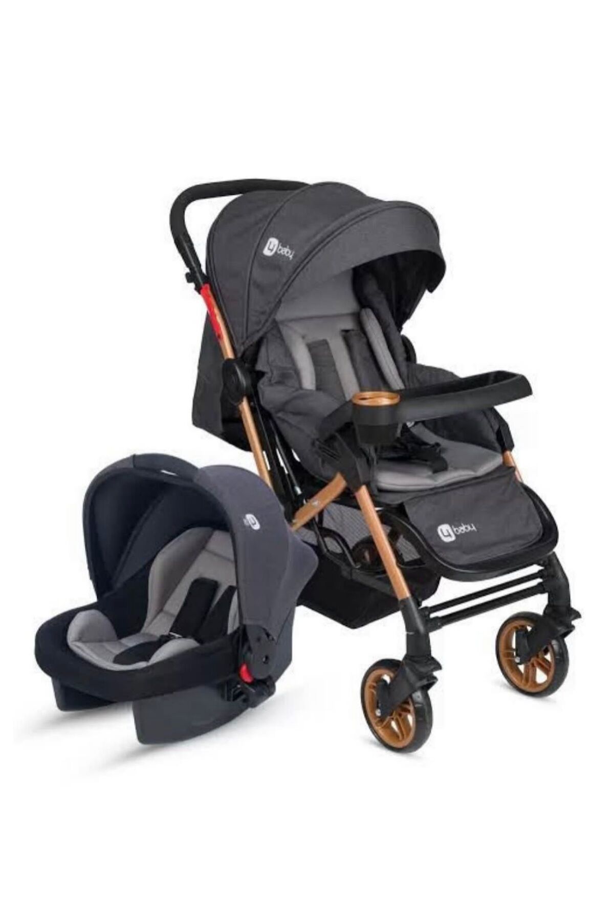 TURHAN BEBE 3 Kademe Yatış Pozisyonu Kontrol Penceresi Çift Yönlü Bebek Arabası +Taşıma Puset + Yağmurluk Hediye fotoğrafı 2 (önizleme)