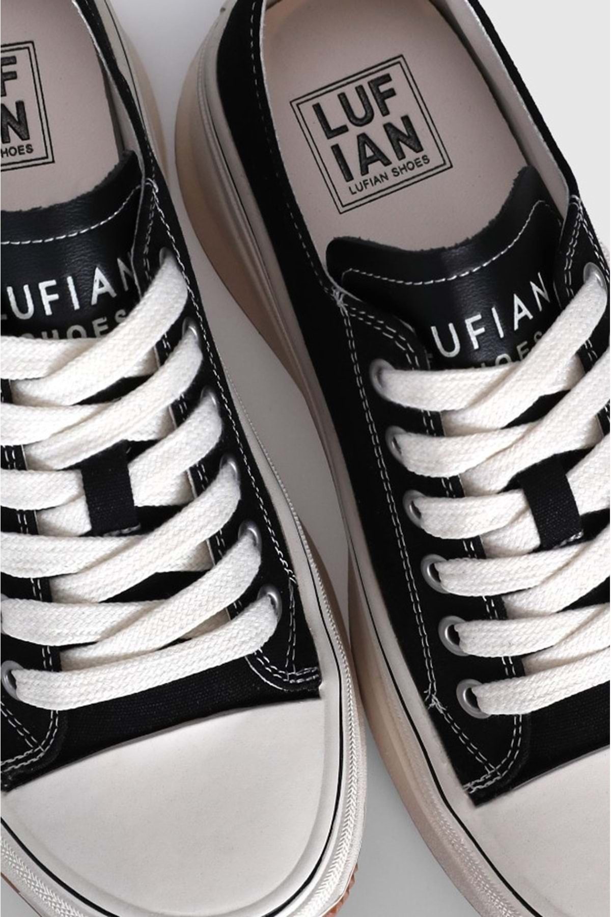 Lufian  121230006 Shay Sneaker Unisex Deri Spor Ayakkabı SİYAH - Görsel 4