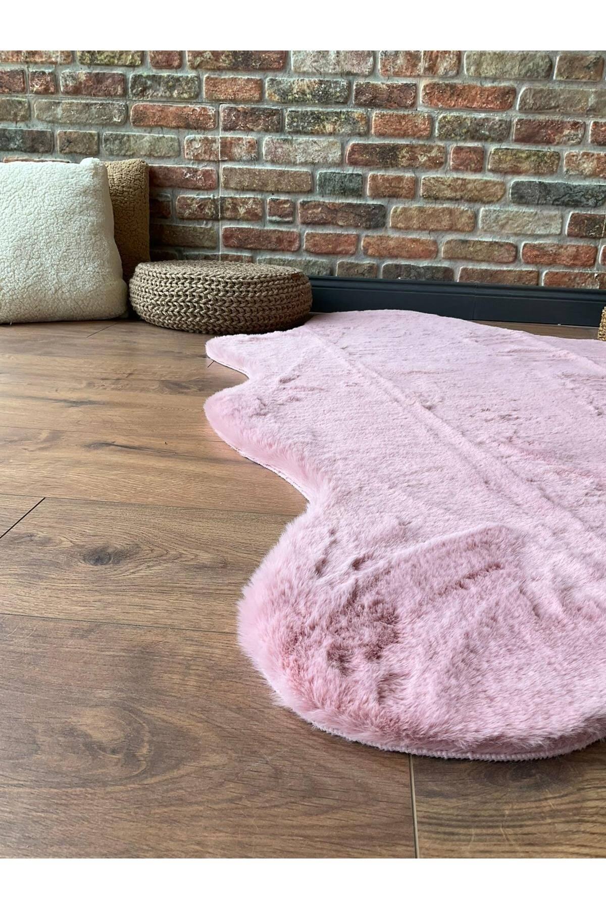 SARAZ HALI Tavşan Tüyü Post Peluş Ultra Yumuşak Post Puffy Pembe fotoğrafı 2 (önizleme)