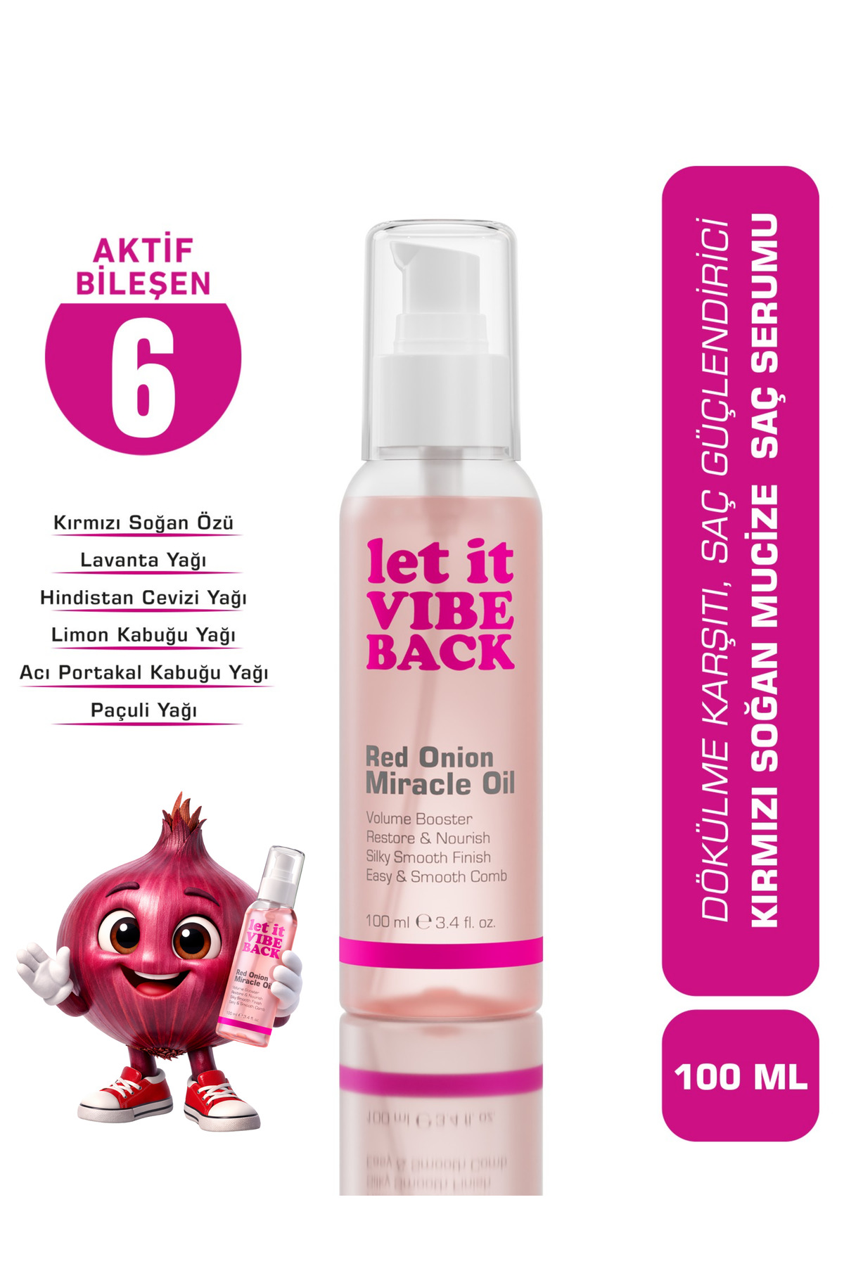 let it VIBE BACK Kırmızı Soğan Özlü Saç Serumu 100 ml - Dökülen ve Yıpranmış Saçlar Için Onarıcı Bakım Yağı — LIVB-0006