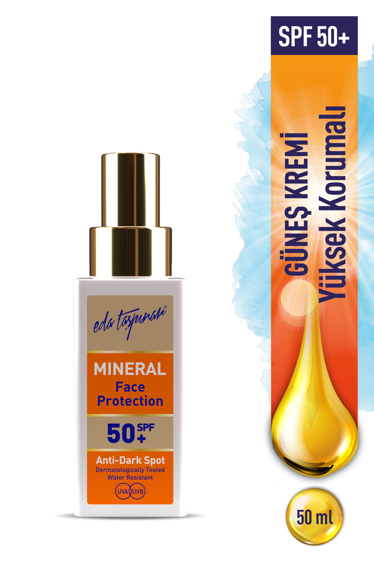 Eda Taşpınar Yüz Güneş Kremi SPF 50+ – Yüksek Koruma & Günlük Kullanım İçin Uygun 50 ml — EDA-00211