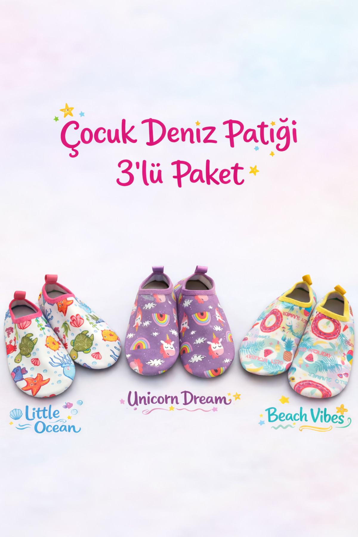 Aqua Step 3pcs Baby Girl Anti-Slip Sea Pool Booties / Shoes