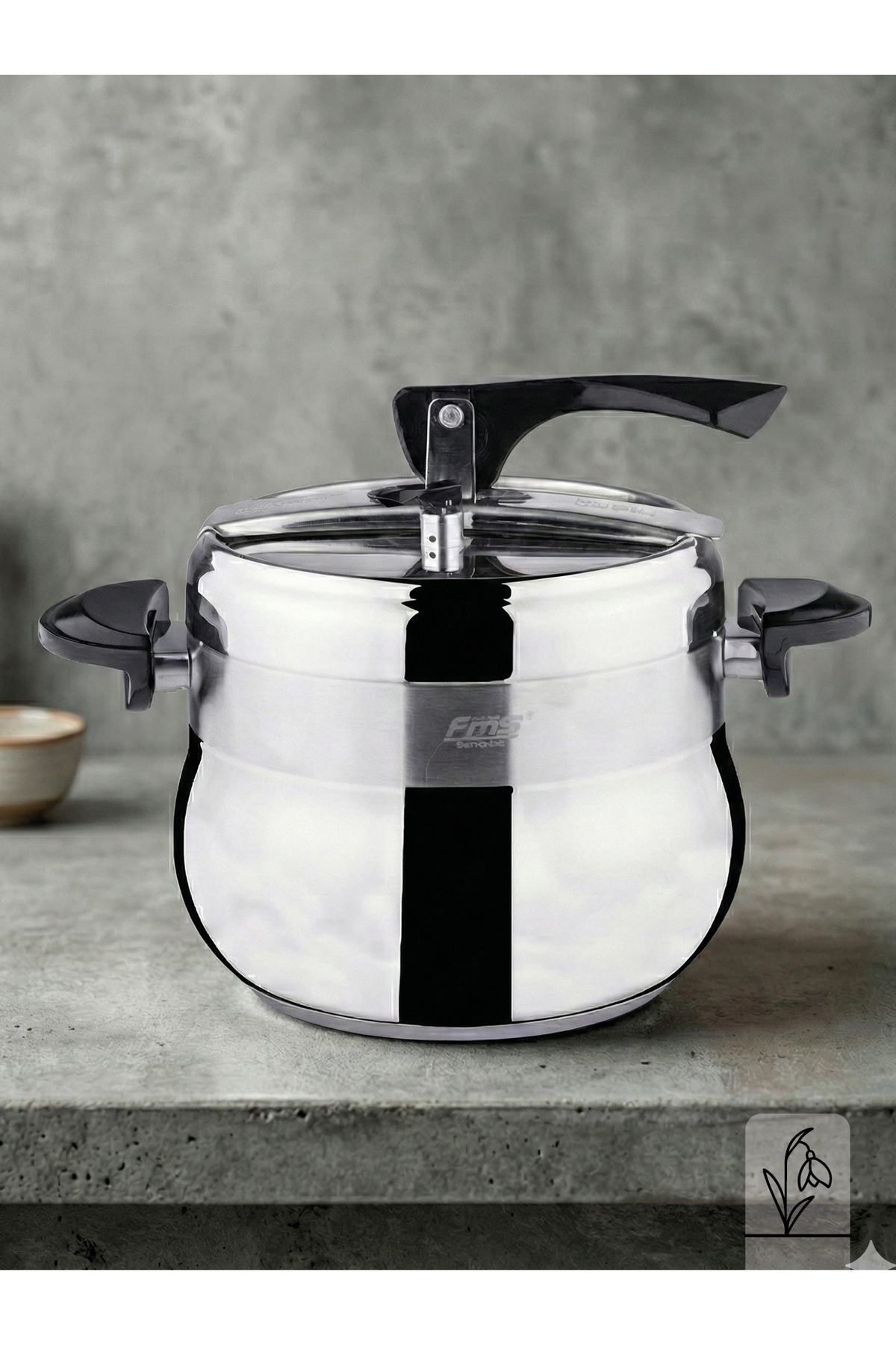 3006SYH No:6 Casserole Type Black Pressure Cooker | 7 Lt Class | Safe Pressure System | 18/10 |