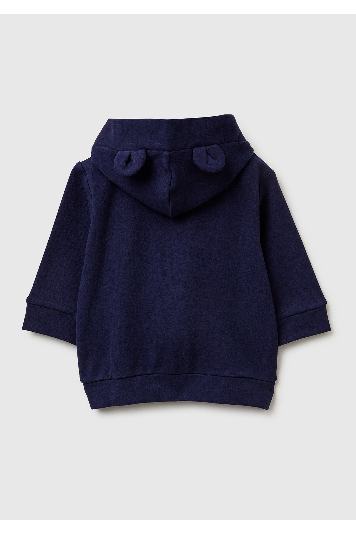 United Colors of Benetton Bebek Lacivert Kulaklı Kapüşonlu Fermuarlı Sweatshirt fotoğrafı 2 (önizleme)