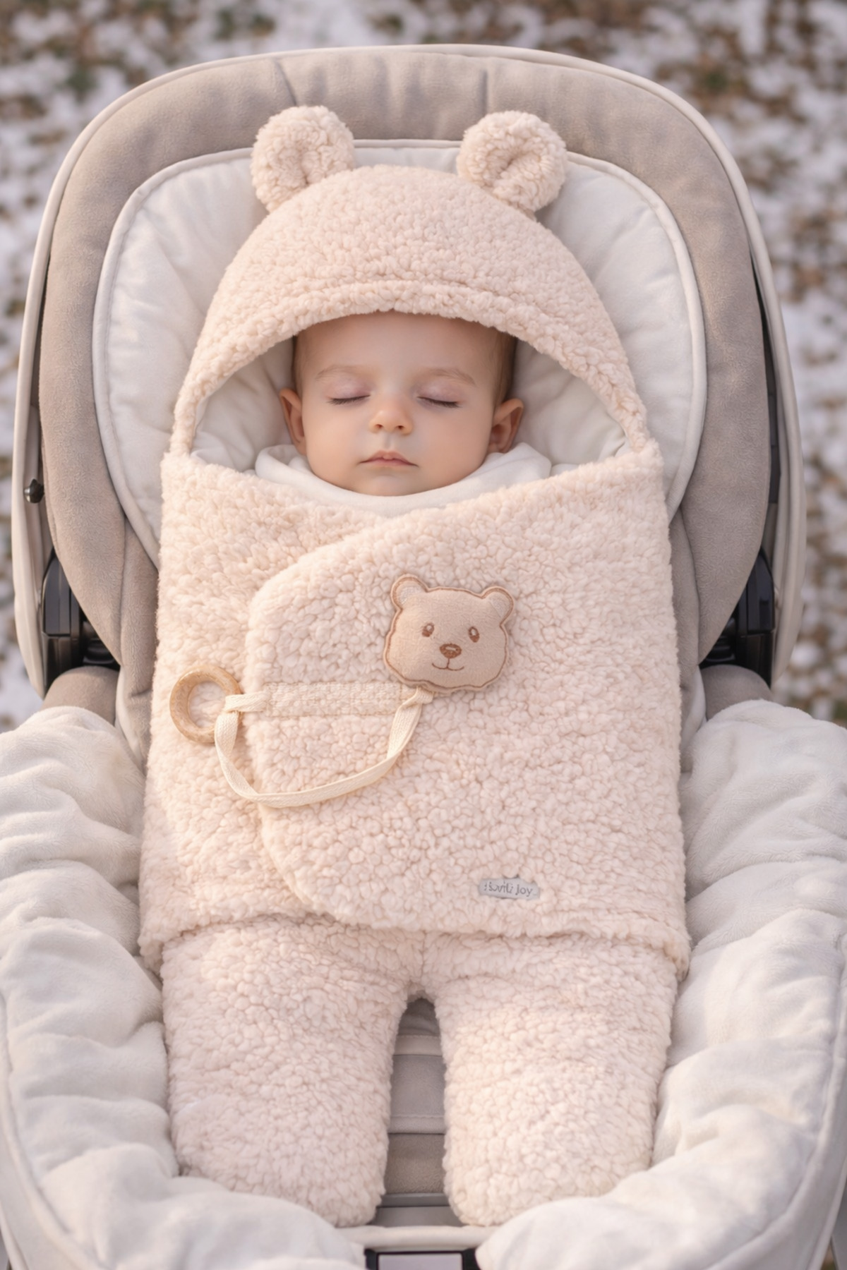 Tomuycuk Welsoft Pelüş Bebek Kundak Battaniyesi Ayaklı Uyku Tulumu | Kışlık Kalın Mont | 0-12 Ay Yenidoğan fotoğrafı 3 (önizleme)