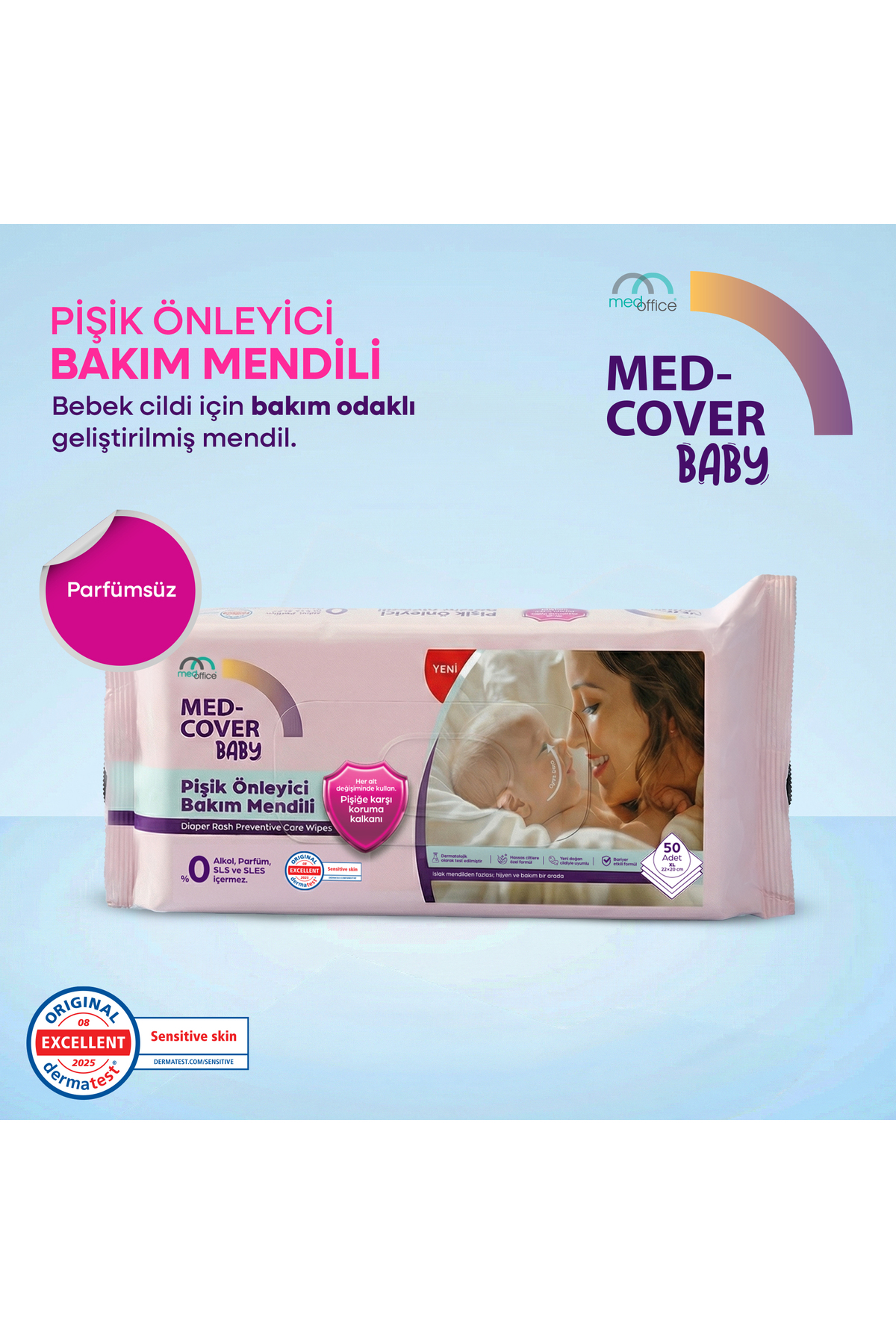 MED-COVER Baby Pişik Önleyici Bakım Mendili 50 x 12 Avantaj Paketi fotoğrafı 2 (önizleme)