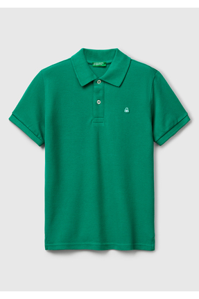 United Colors of Benetton Erkek Çocuk Yeşil Logolu Pike Polo T-Shirt