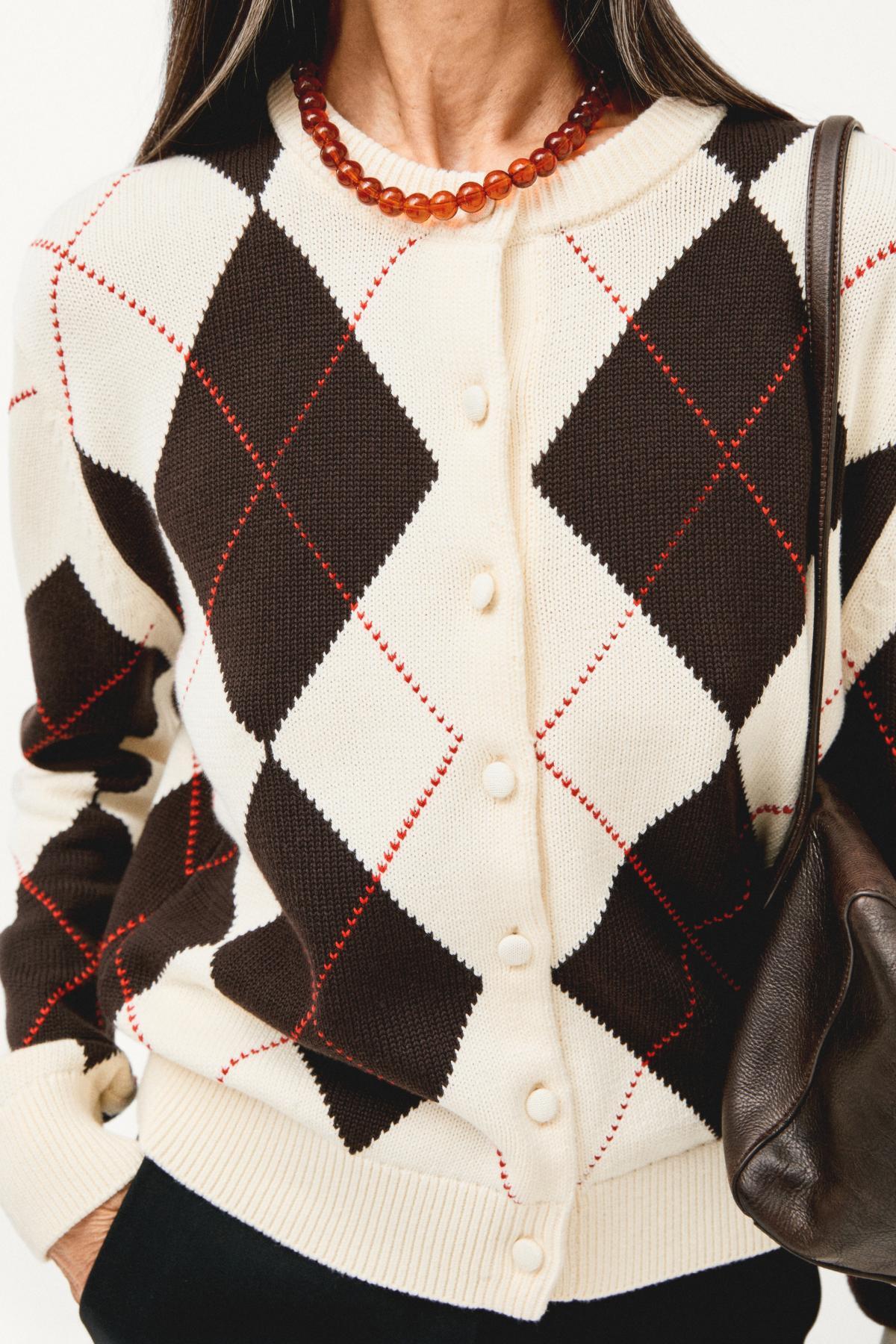 Massimo Dutti  Pamuklu baklava desenli hırka - Görsel 3