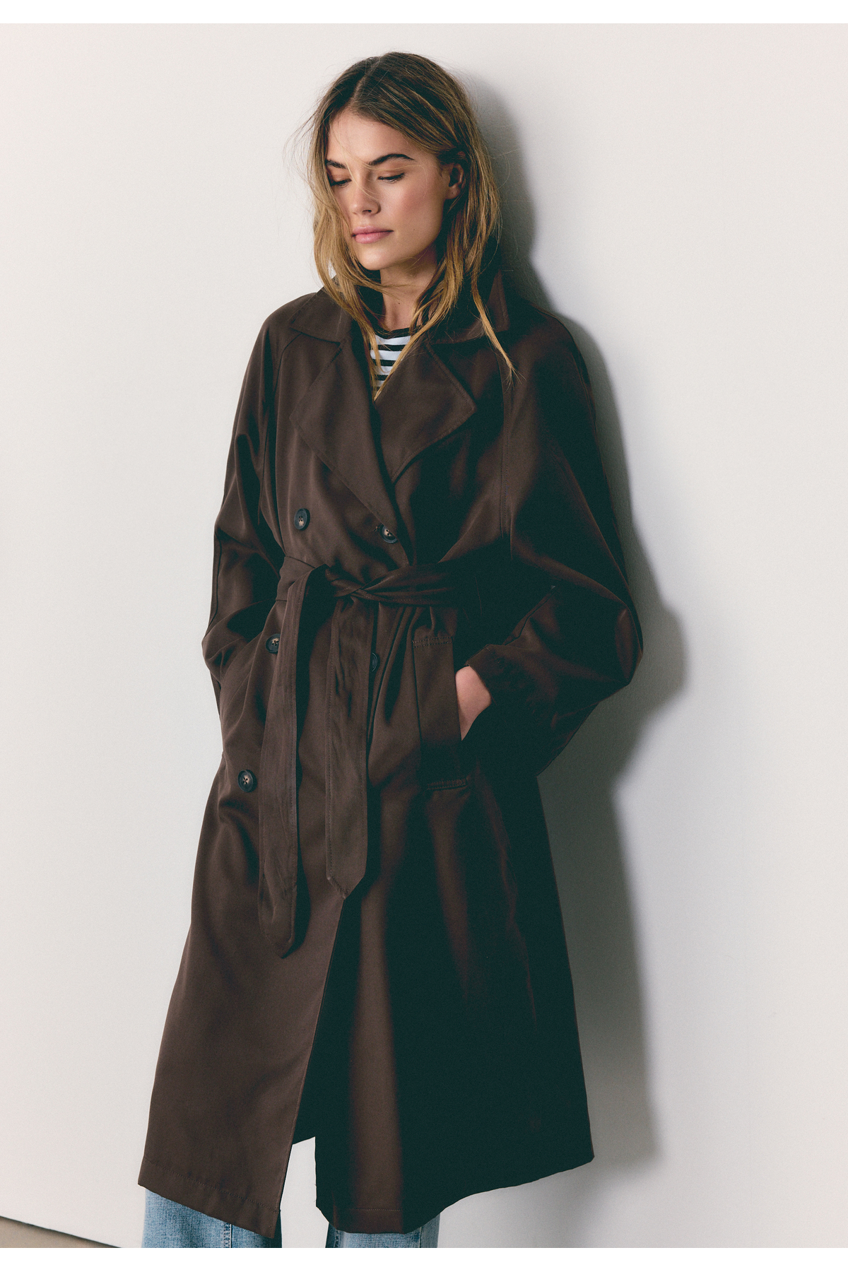 Long Poured Oversized Trench Coat