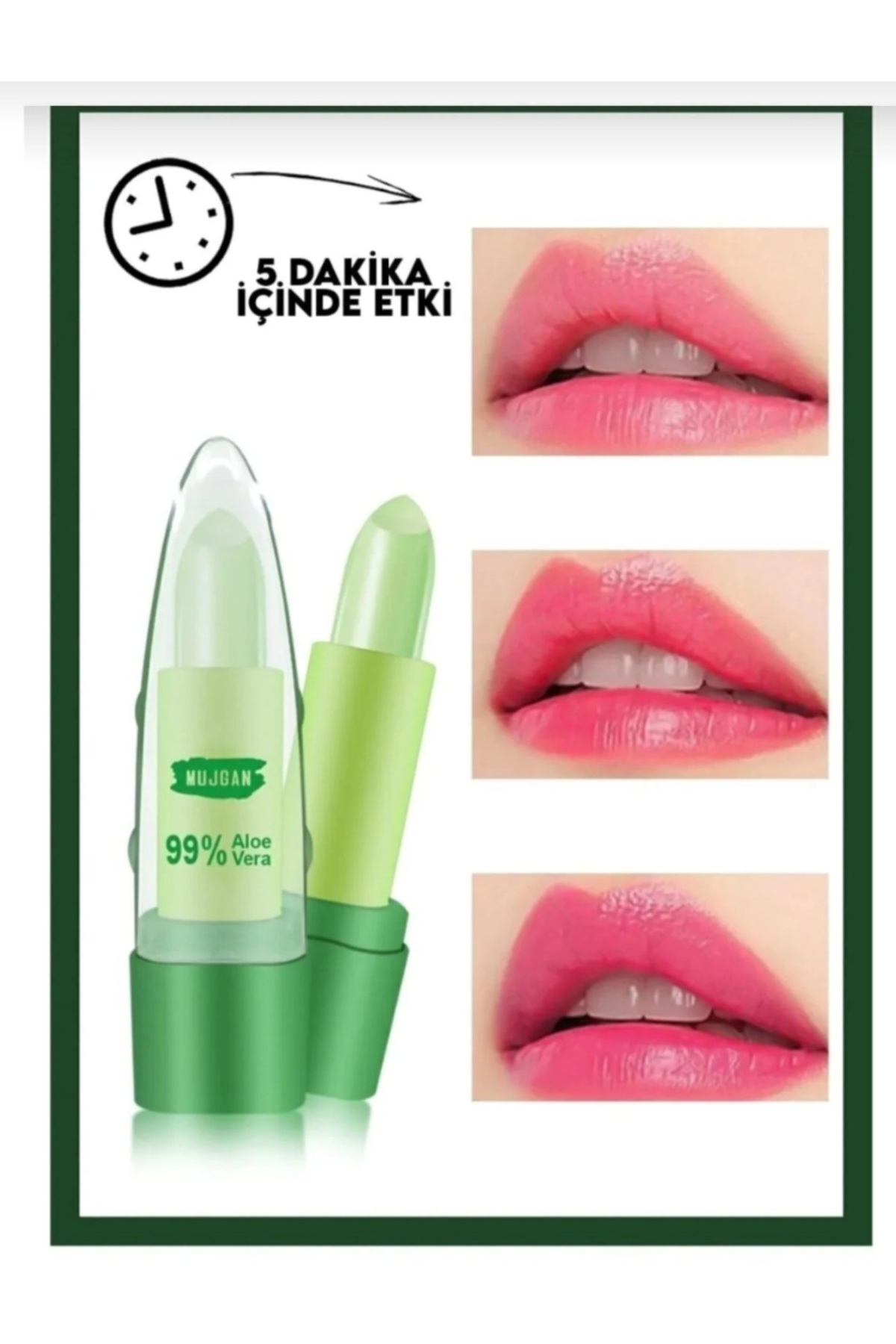 Aloe Vera Jel Sihirli Ruj – Dudak Nemlendirici ve Doğal Renk Veren Lipstick — سبز TRSHMMSHZRK000073 — تصویر 6 از 8