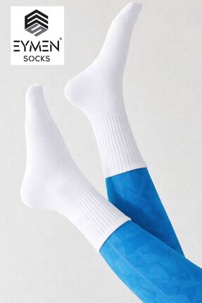EymenSocks 6'lı Paket Unisex Rahat Fitilli Kolej & Tenis Çorabı Düz Renk Beya...