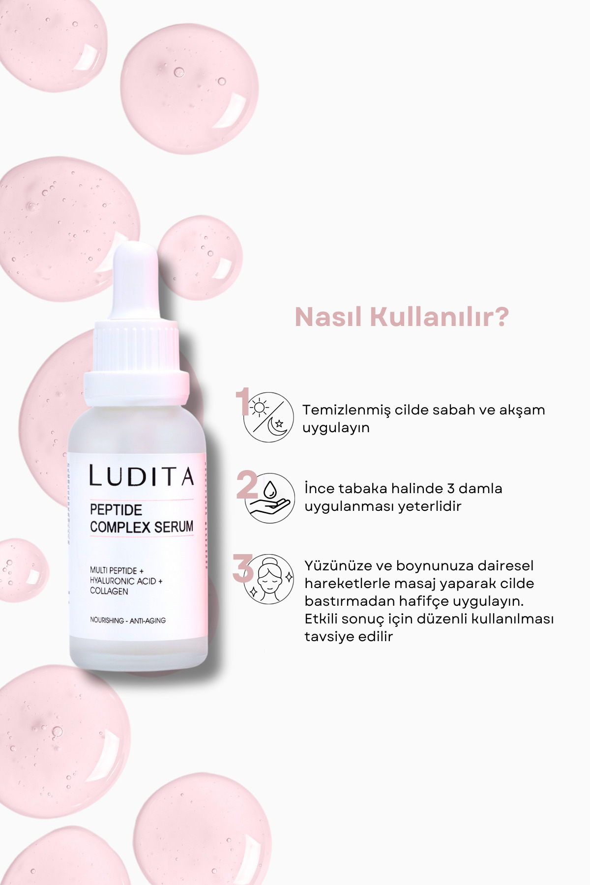 Peptit Kompleks Serum – İnce Çizgi ve Kırışıklık Karşıtı, Yoğun Nemlendirici — 202301007 — تصویر 4 از 5