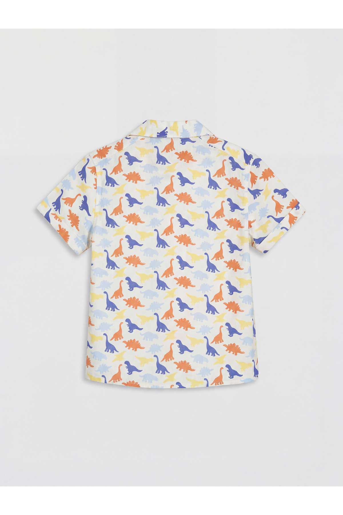LC Waikiki Beyaz Resort Yaka Dinozor Baskılı Erkek Çocuk Gömlek fotoğrafı 2 (önizleme)