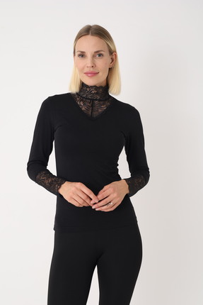 CONFEO KADIN BAMBU DANTELLİ UZUNKOL T-SHIRT