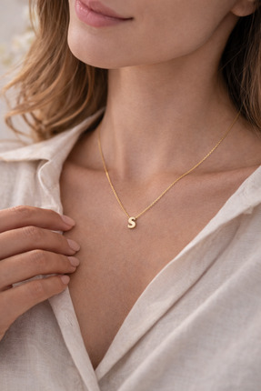 Mustafa Seydin 14 Ayar Altın 3 Boyutlu S Harfli Kolye - 1.70gr