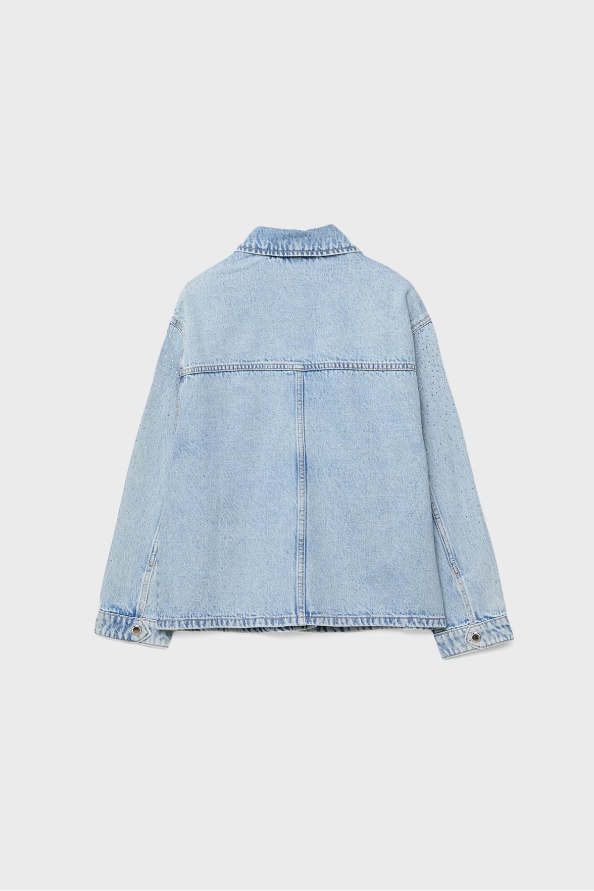 Stradivarius  DENIM JACKET WITH PATCH POCKETS AND RHINESTONES - Görsel 7