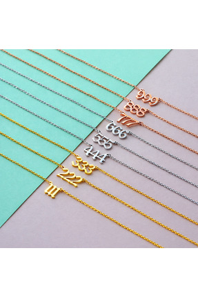 Shiny Jewellery Melek Sayılı Kolye Kişiye Özel Tasarım 3 Renk Seçenekli 925 A...