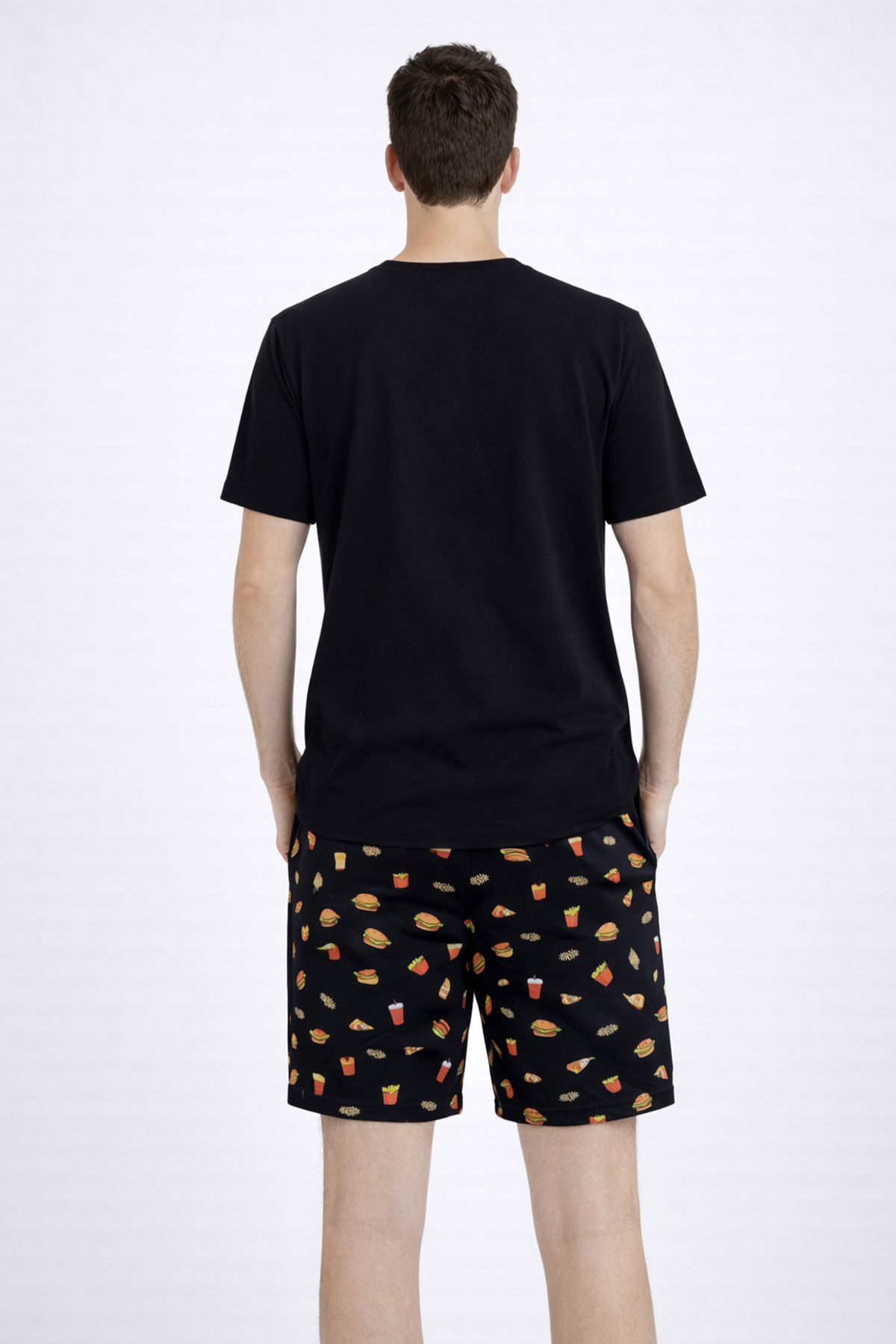 koza iç giyim  Erkek Pamuklu Baskılı Cepli Şortlu Pijama Takımı - Görsel 5