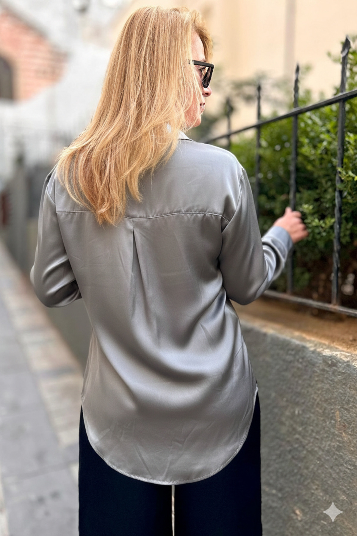 MONAMORE  Elegand Arka Uzun Saten Gömlek - Görsel 2