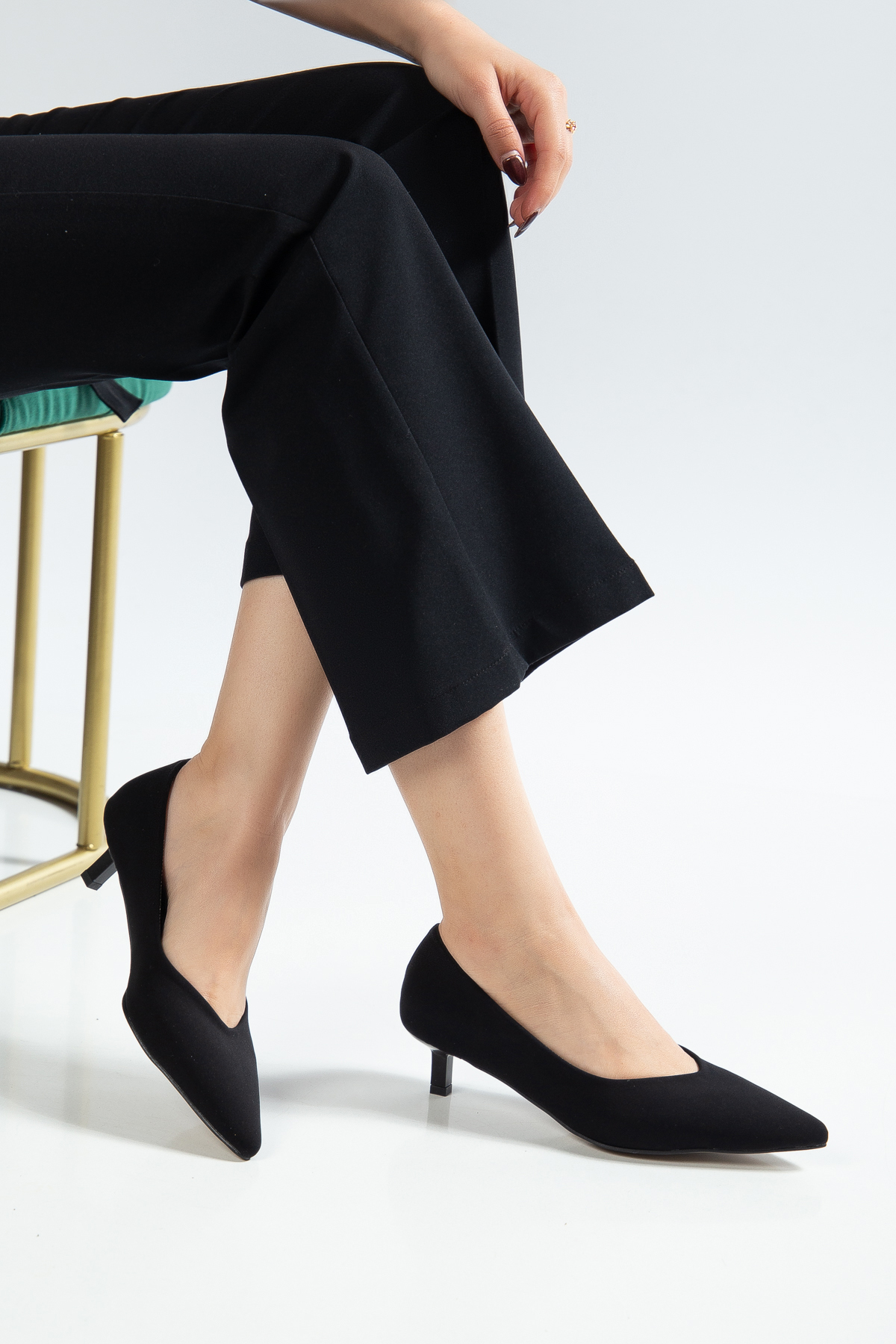 Elosy  HUUN SİYAH SATEN KISA TOPUKLU AYAKKABI - Görsel 4