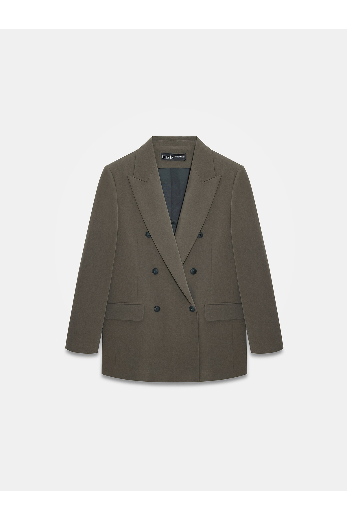 Dilvin 60784 Kruvaze Blazer Ceket-Haki görsel 5