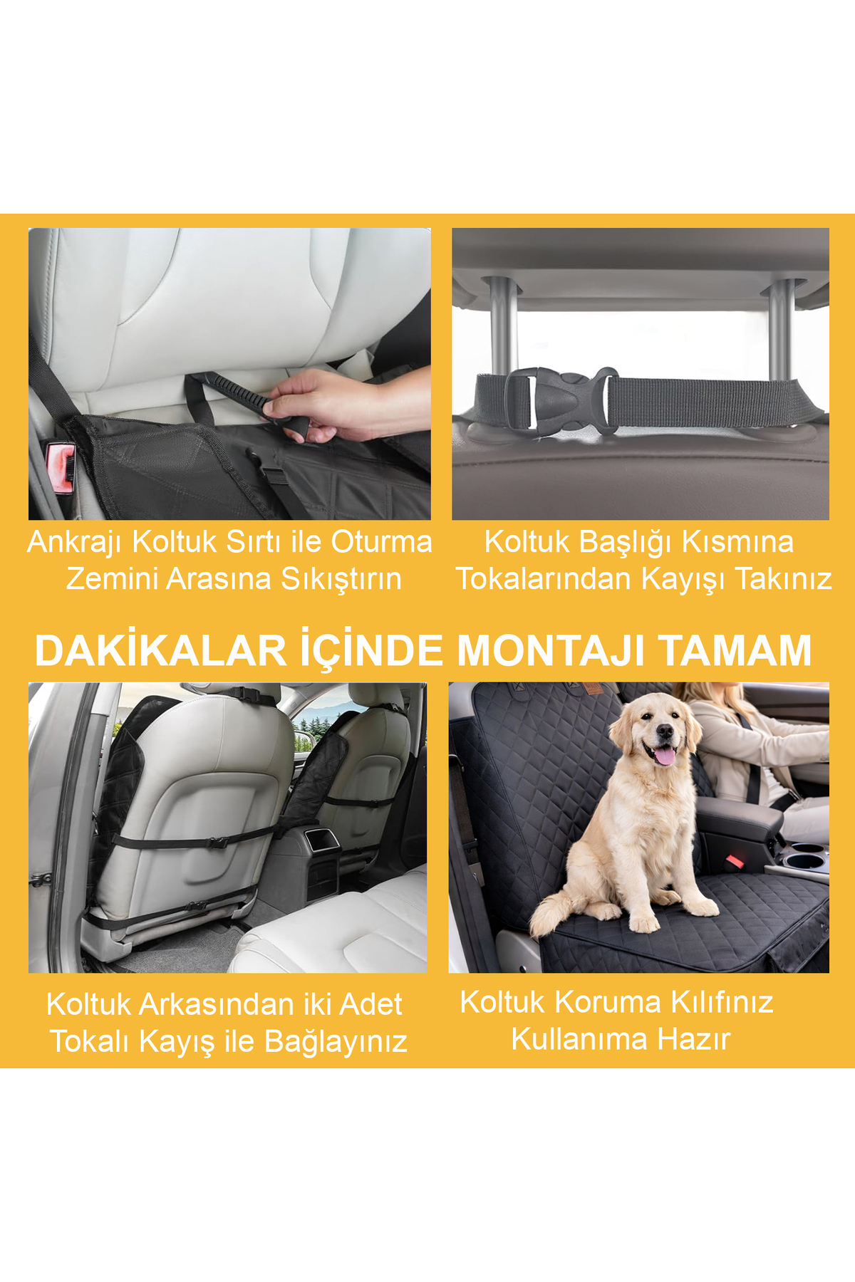 HAEGS Evcil Hayvan Oto Ön Koltuk Kılıfı - Araç Köpek Koltuk Koruma Örtüsü, Oto Koruyucu Kılıf, Siyah fotoğrafı 6 (önizleme)