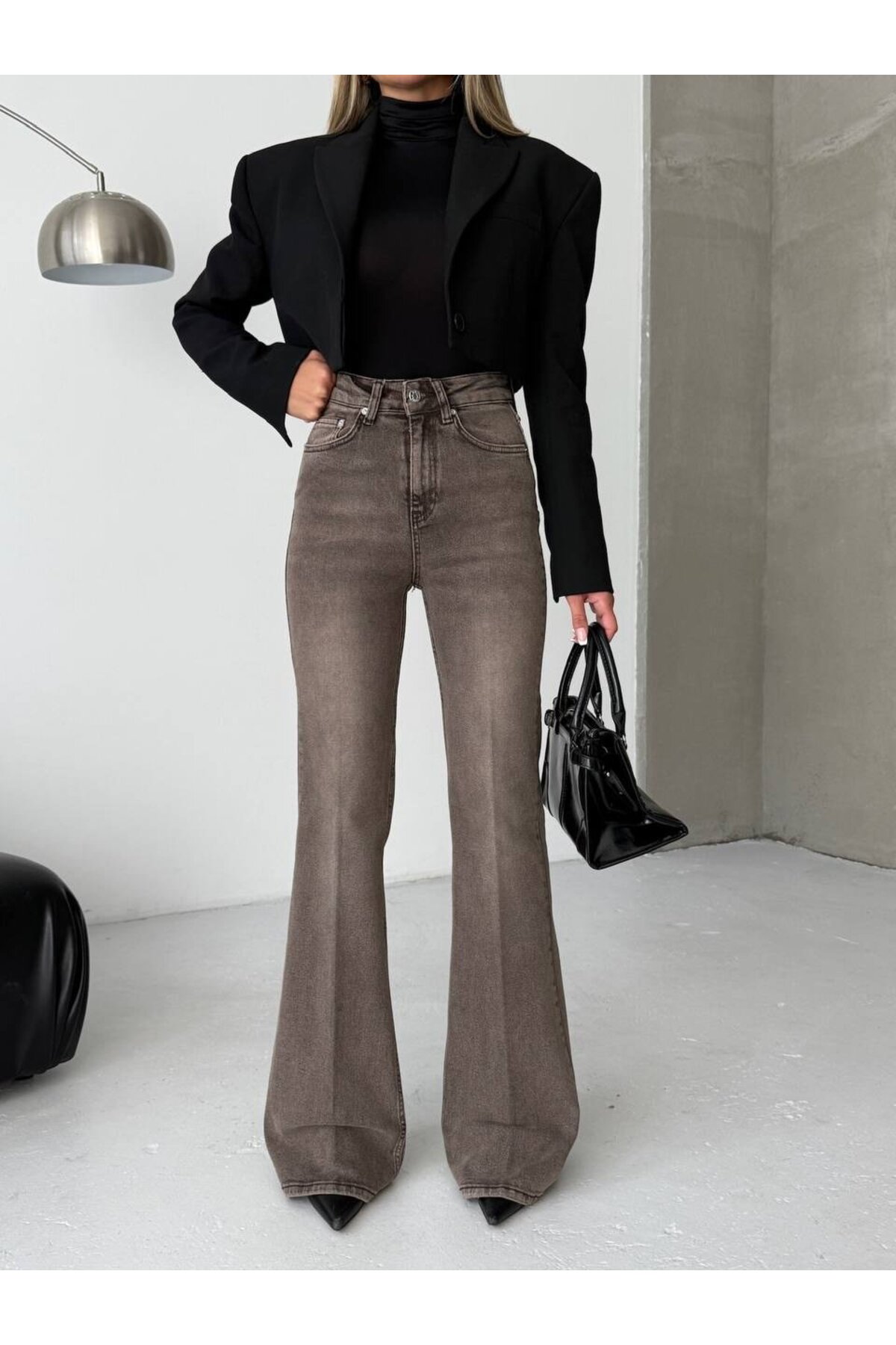 HerTon  Yüksek Bel Bol Paça Jean Pantolon