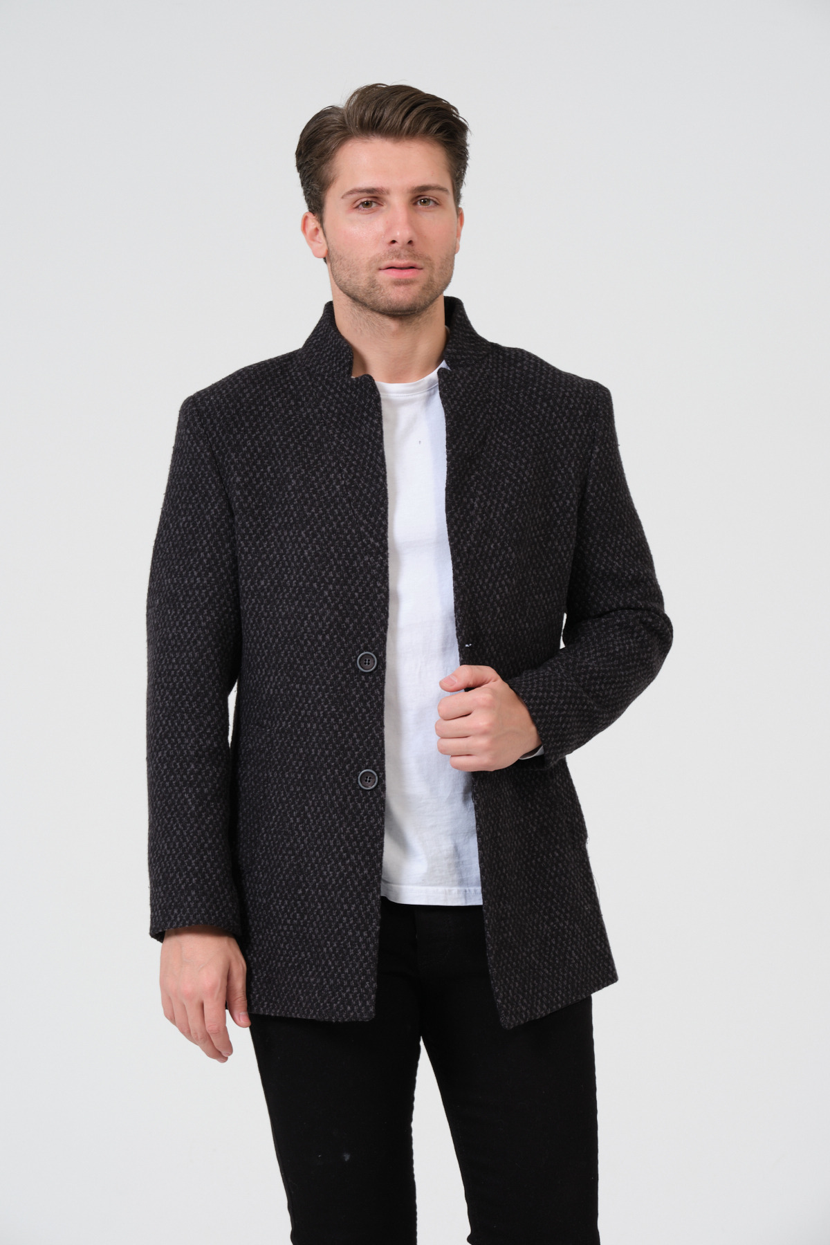 VALUE FASHION  Erkek Slim Fit Kaşe Kaban, Ceket, Mont - Görsel 2