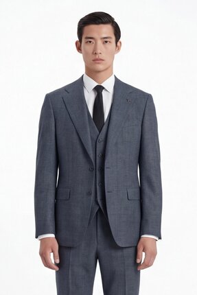 Giotelli Erkek Viskon Karışımlı 6 Drop Klasik Antrasit Yelekli Takım Elbise