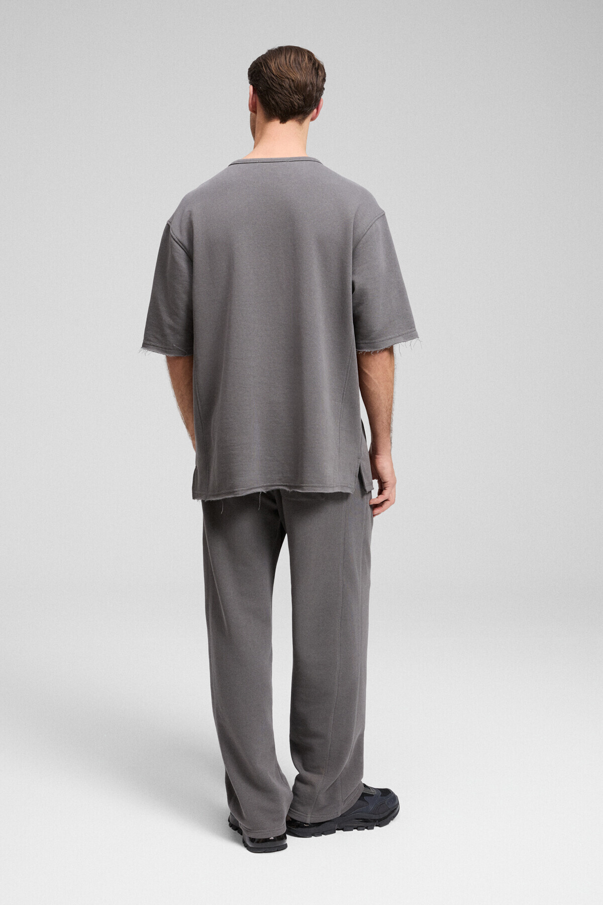 GRIMELANGE  EASY Erkek Pamuklu Bisiklet Yaka Beli Lastikli Kordonlu Çift Cepli Regular Antrasit Eşofman Takımı - Görsel 7