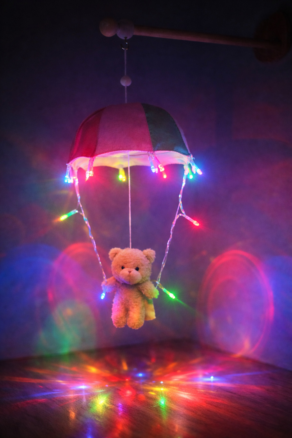 hobiimobiii Kademeli gece lambası ışıklı projektör bebek beşik süsü keçe dönence (MÜZİKLİ) fotoğrafı 3 (önizleme)