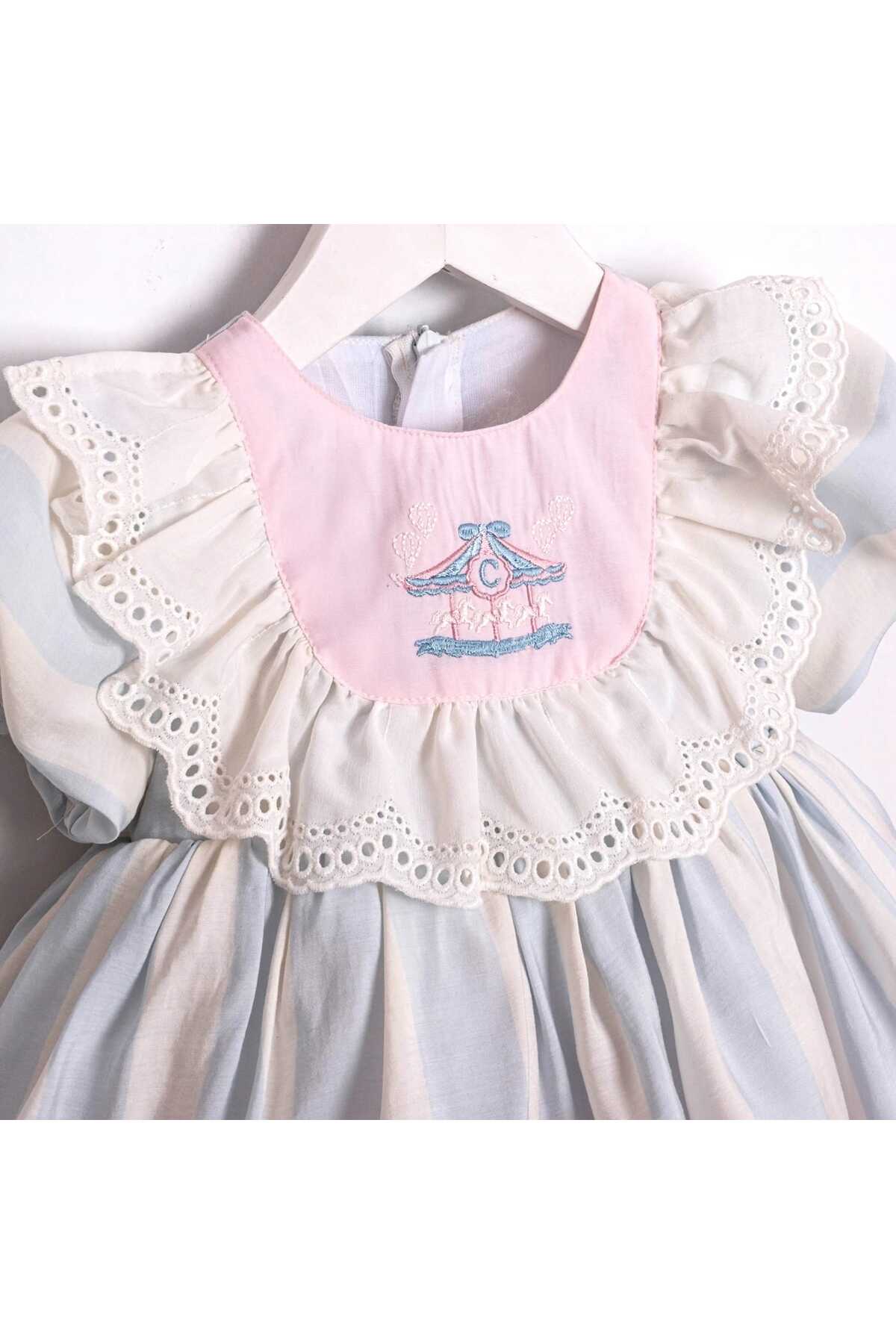 ministok Carousel Nakış Detaylı Kız Bebek Elbise fotoğrafı 4 (önizleme)