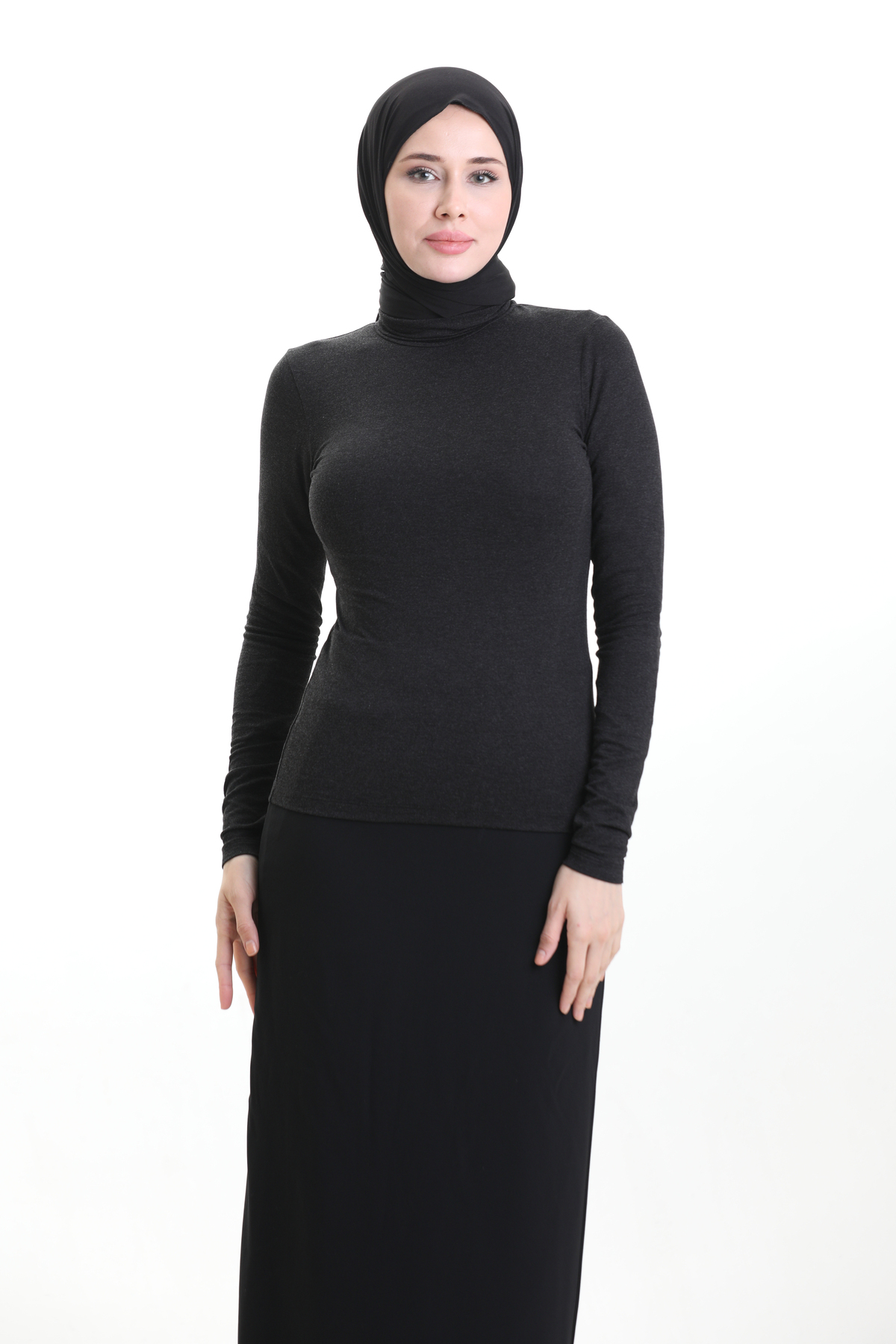 3'lü Siyah Kadın Parmak Detaylı Boğazlı Body - Siyah