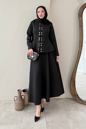 MUQA COLLECTION Şık Kesim Scuba Ceket Etek Takım