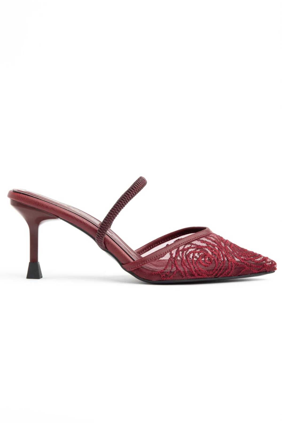 Sevilla Claret Red Lace Detailed Women's High Heels