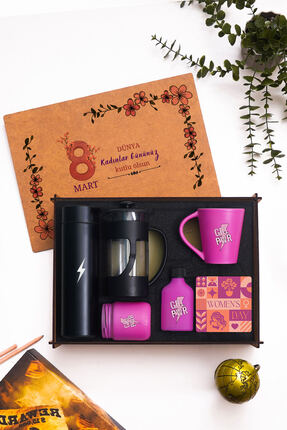TrendHediye Kahve Sever Kadınlar Günü Premium Hediye Seti – French Press, Kah...