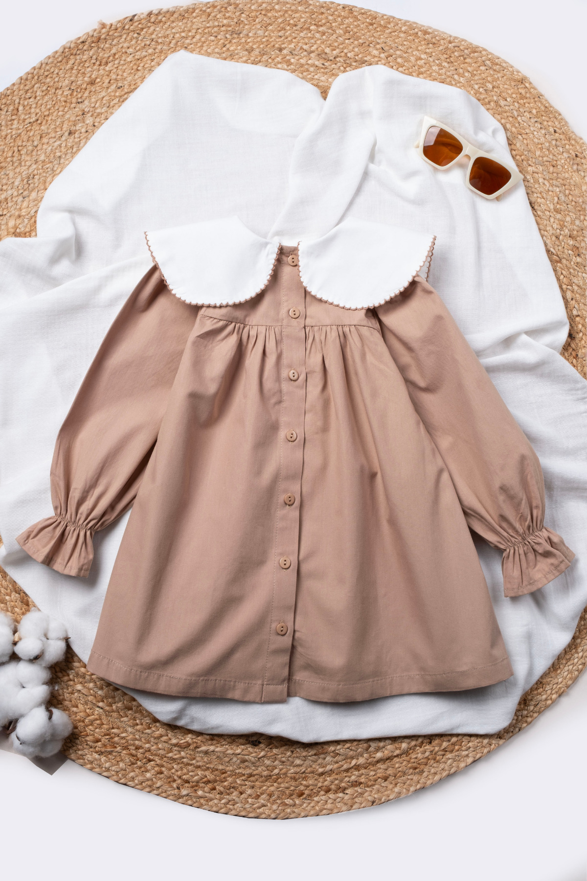 Vauva Nakışlı Elbise Kız Çocuk Yakalı Nakış Detaylı Bayramlık Elbise fotoğrafı 2 (önizleme)