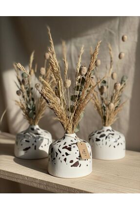 Art-ı Prime Dizayn Bordo Melek Taşı Enerjili Özel Tasarım Boho Beton Vazo - M...