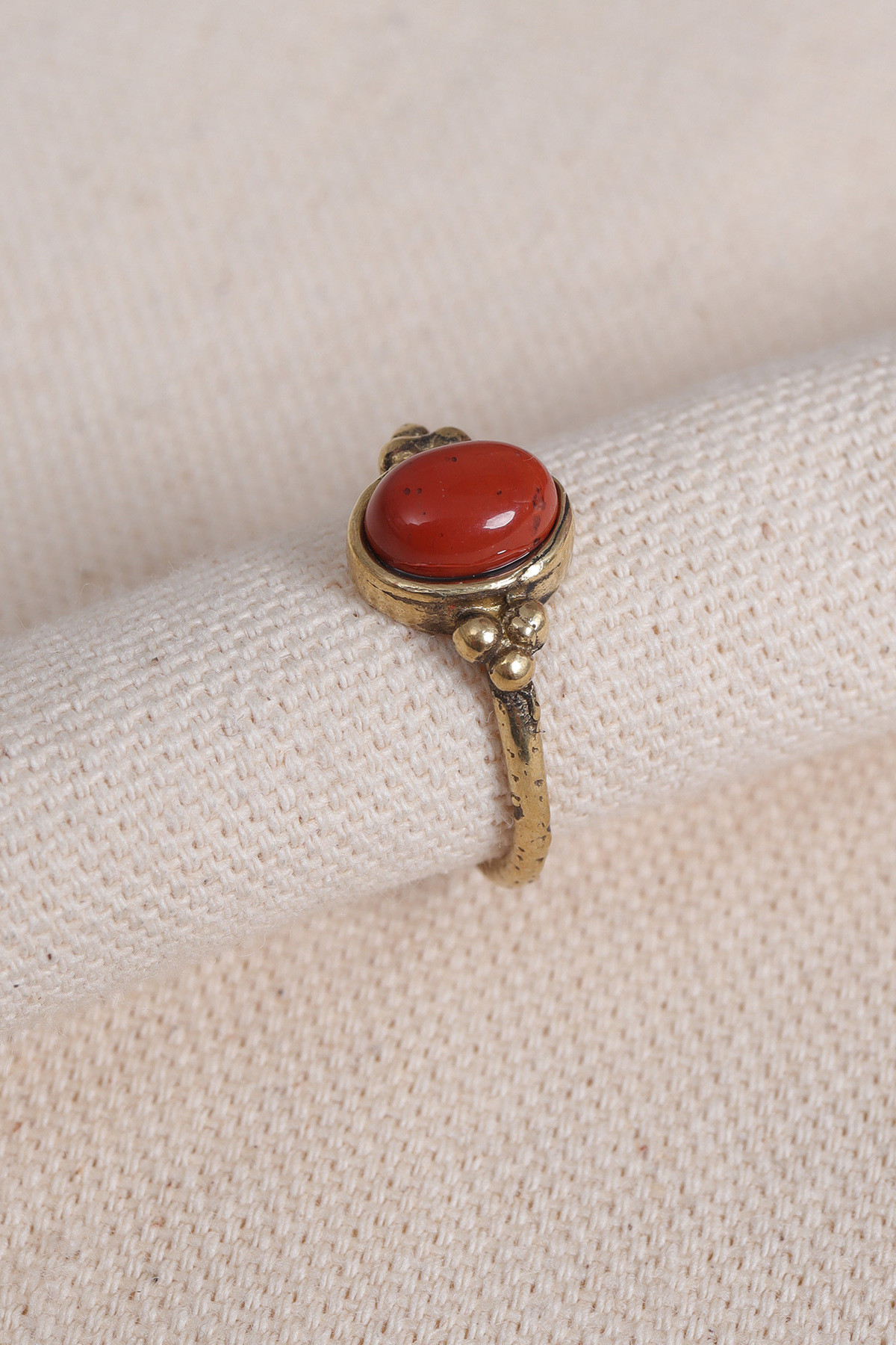 Adjustable Oval Authentic Ring with Amber Gemstone