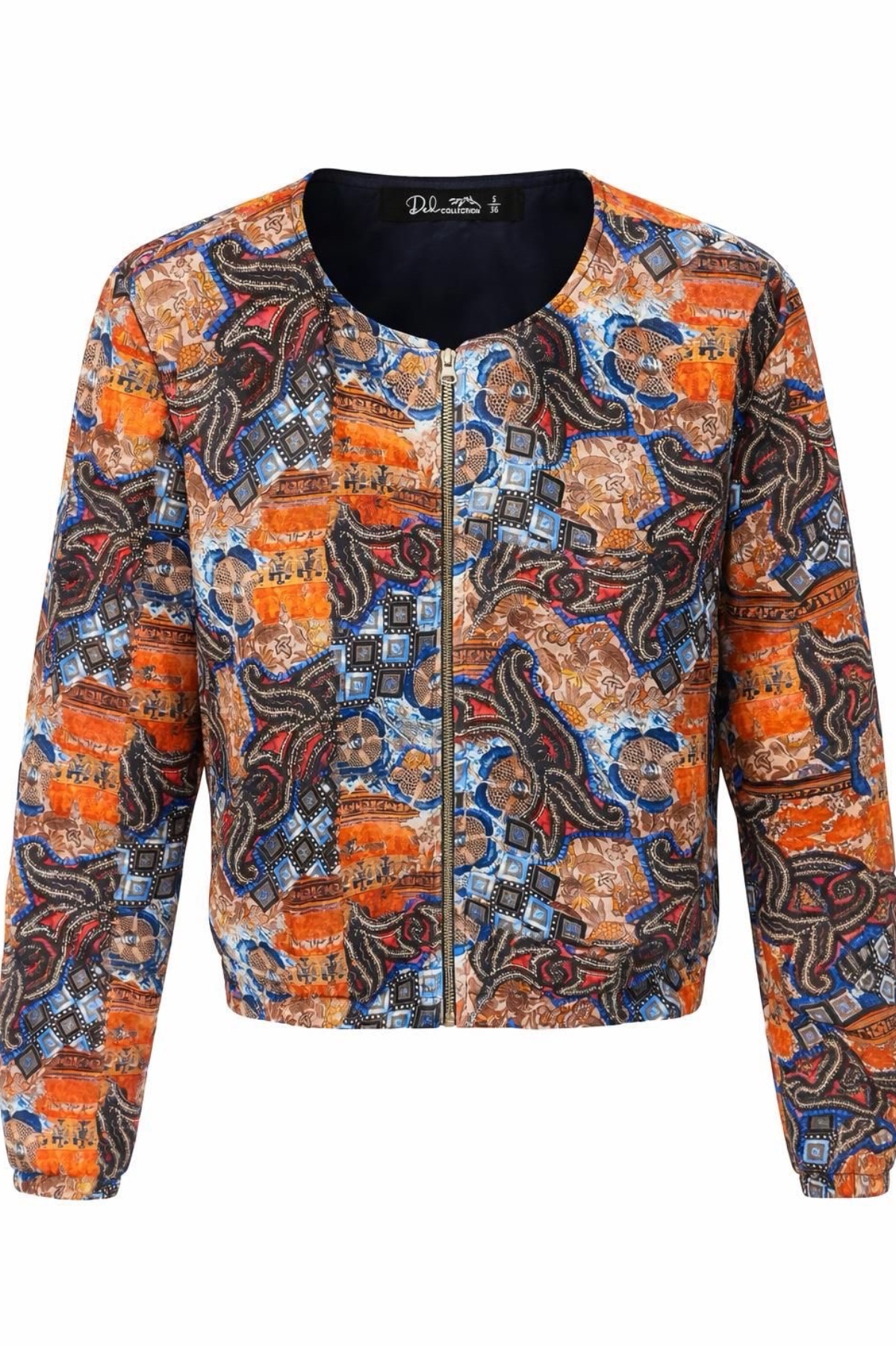 Ded COLLECTION Kadın Vintage Esintili Toprak Tonlu Etnik Desenli Bomber Ceket görsel 4