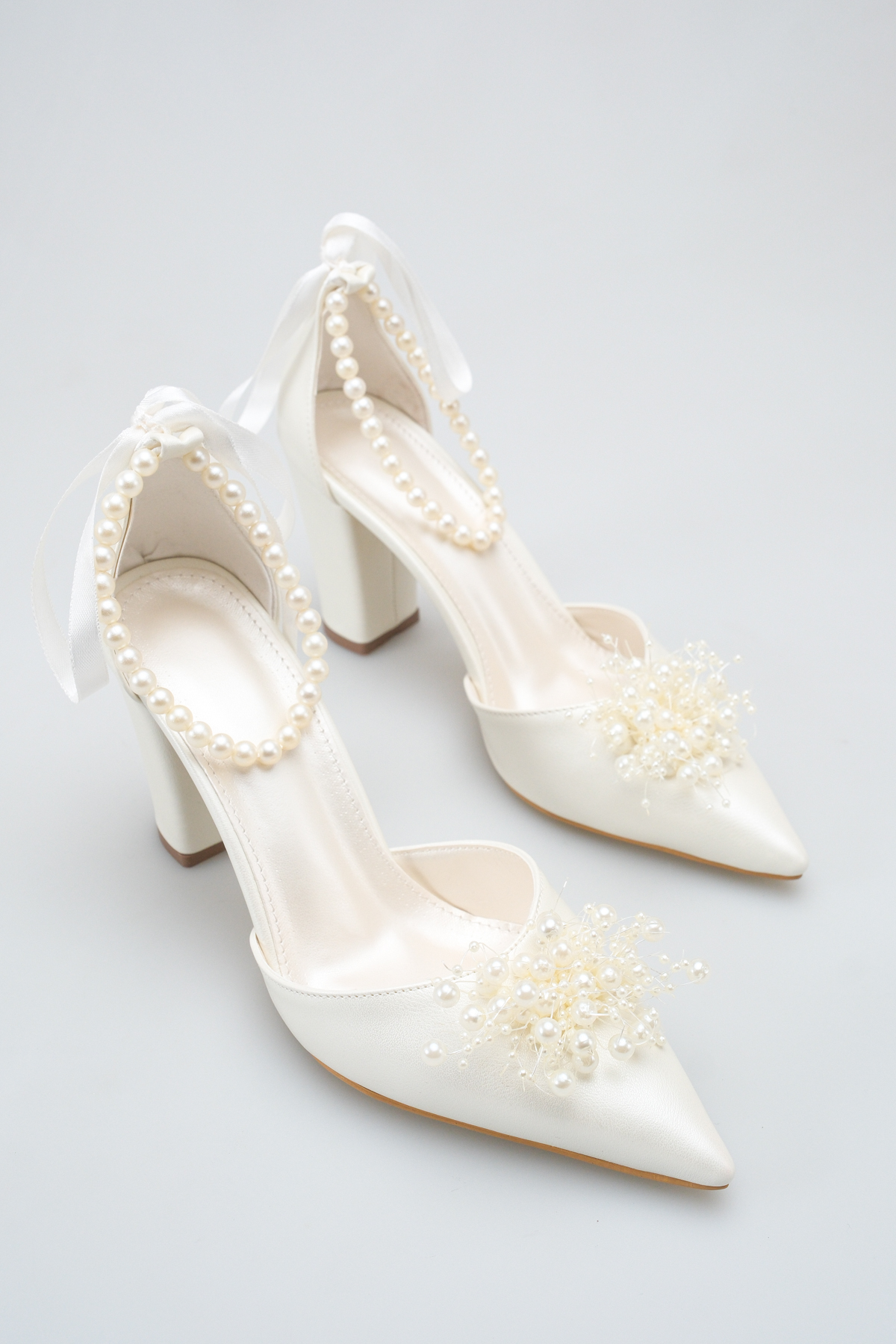 Pearl Bloom Pearl Thick Heels Special Day Wedding Wedding Bridal Shoes - 9 cm