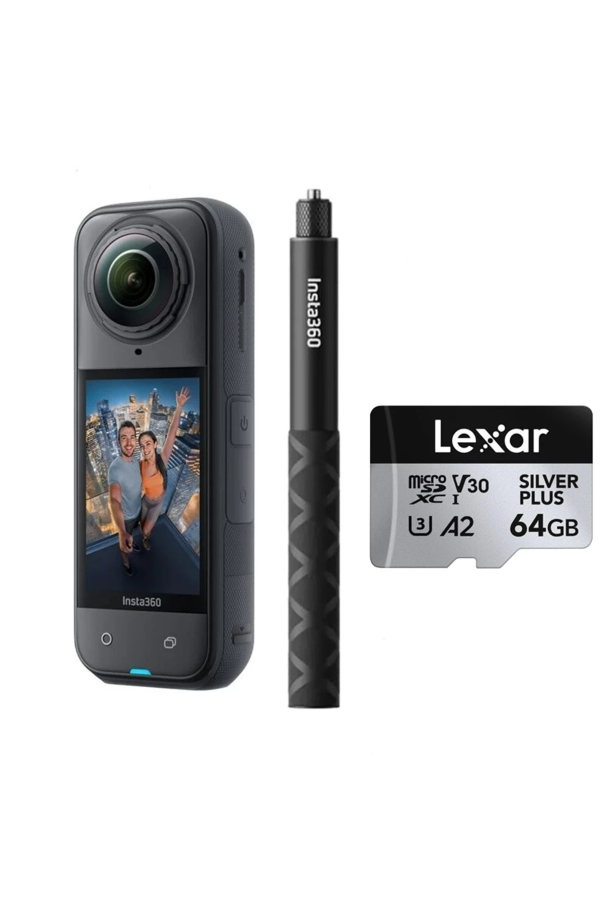 Insta360 X5 Aksiyon Kamera Standart Selfie Stick Seti 64GB MicroSD